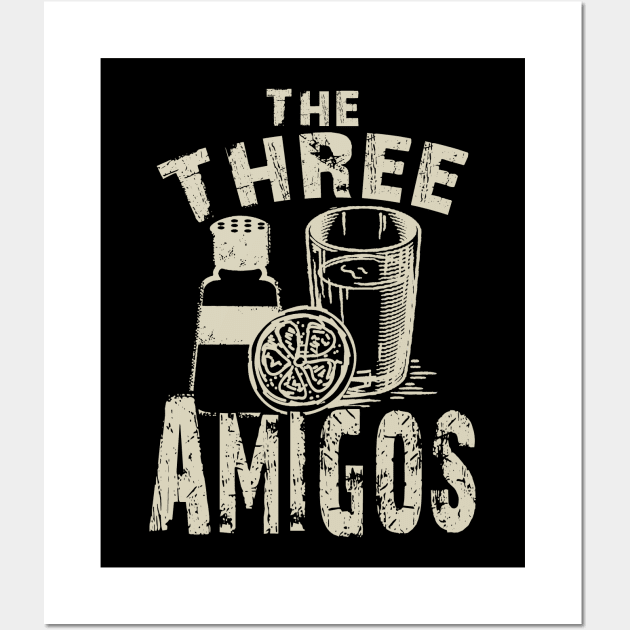 Three Amigos Cocktail Funny Bartending Alcohol Pun Wall Art by theperfectpresents